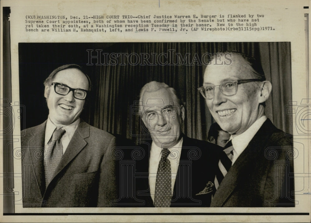 1971 Burger with Supreme Court Appointees Rehnquist and Powell - Historic Images