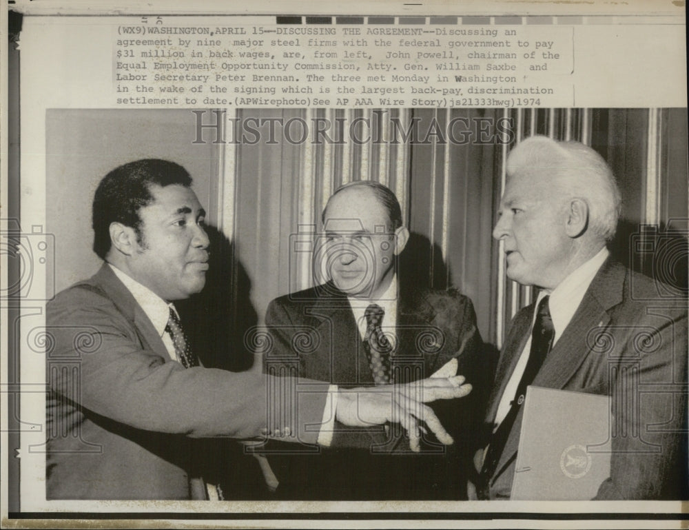 1974 John Powell, Atty Gen William Saxbe and Labor Secretary - Historic Images