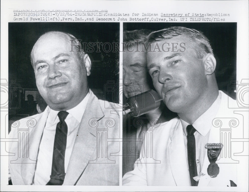 1964 Candidates for Indiana Sec of State G Powell &amp; J Bottorff - Historic Images