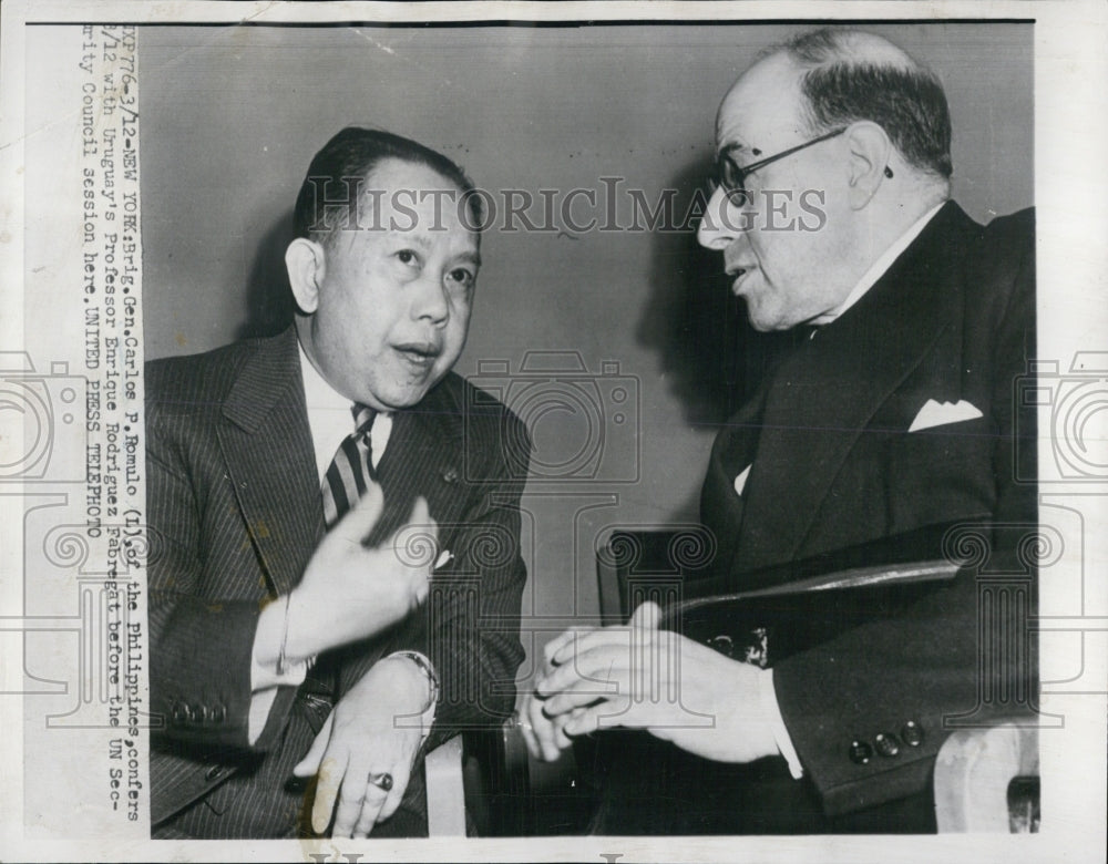 1954 Carlos Romulo with Enrique Rodriguez - Historic Images