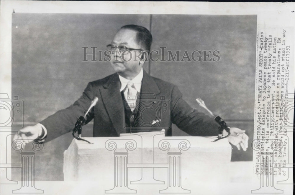 1951 Press Photo General Carlos Romulo of Philippines UN - RSG06975 - Historic Images