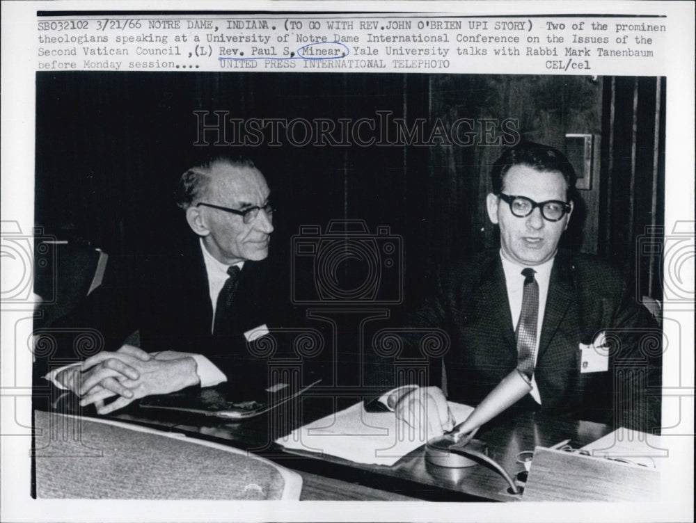 1966 Reverend Paul S. Minear/Yale University/Rabbi Mark Tanenbaum - Historic Images