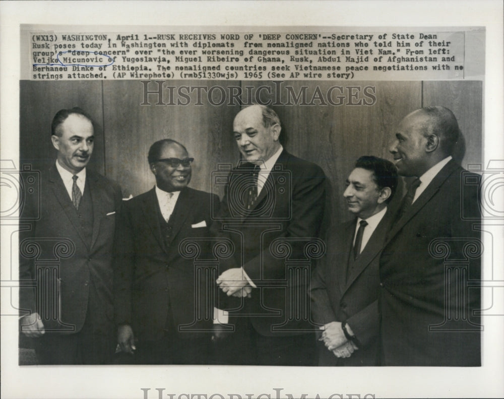 1965 Press Photo Secretary State Dean Rusk Vietnamese Peace Negotiations - Historic Images