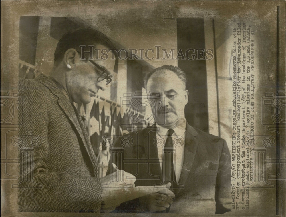 1967 YUgoslav Ambassador Vetjko Micunovic Correspondent Hensley - Historic Images