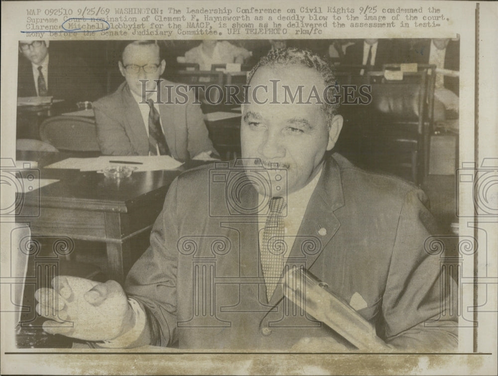 1969 NAACP Lobbyist Clarence Mitchell At Leadership Conference - Historic Images