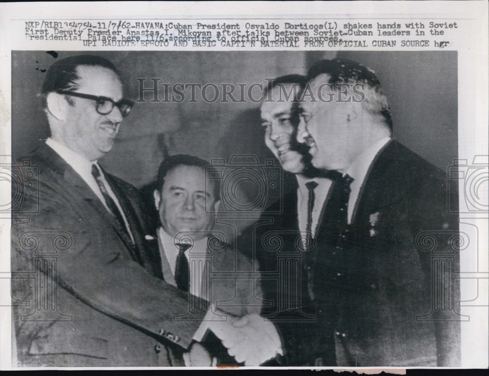 1962 Osvaldo Dorticos/Cuba/Anastas I. Mikoyan/Russia - Historic Images
