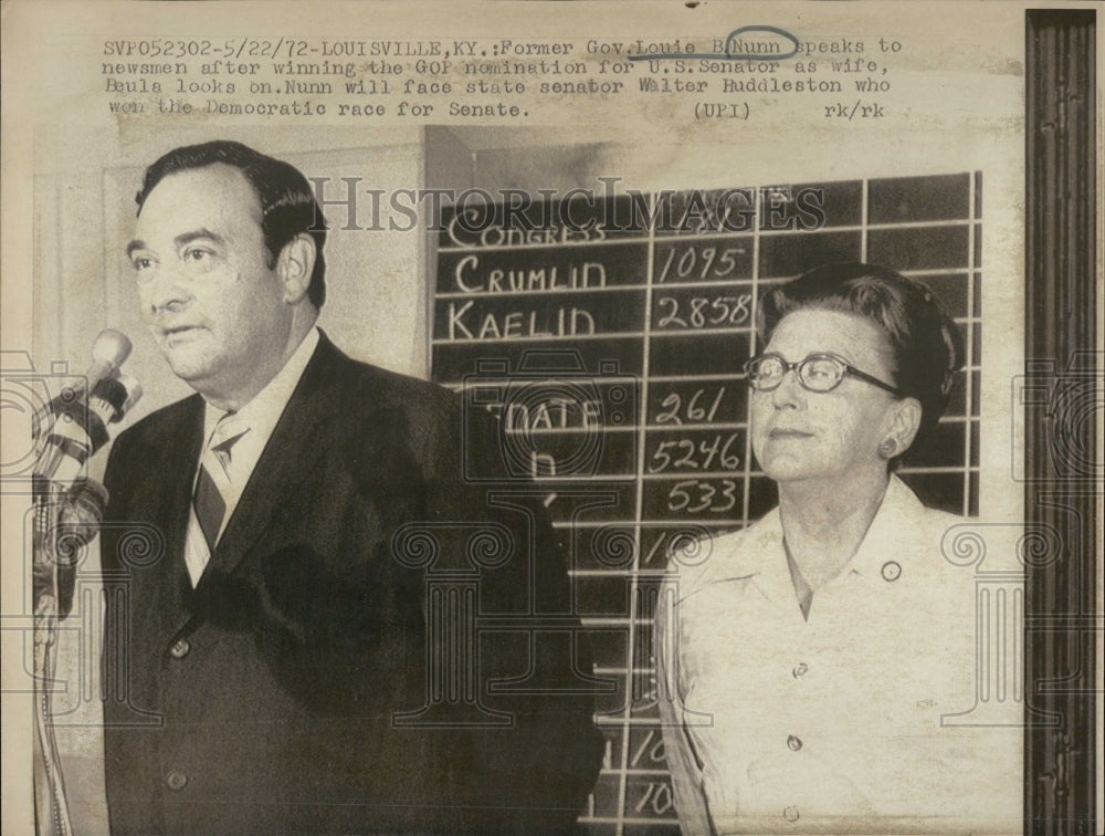 1972 Press Photo Mr. And Mrs. Louie B. Nunn - Historic Images