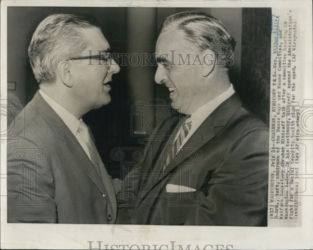 1961 Rep Wilbur Mills, Abraham Ribicoff - Historic Images