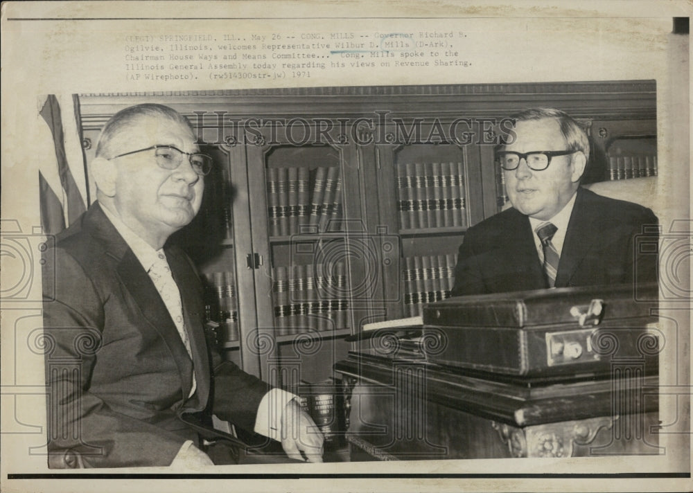 1971 Governor Richard B. Ogilvie & Wilbur D. Mills Congressman - Historic Images