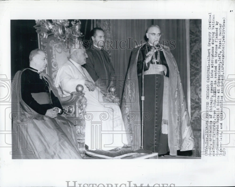 1959 Albert Gregory Cardinal Meyer &amp; Pope John XXII Chicago Vatican - Historic Images