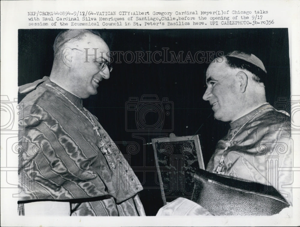 1964 Albert Gregory Cardinal Meyer & Raul Silva Henriquez Vatican - Historic Images