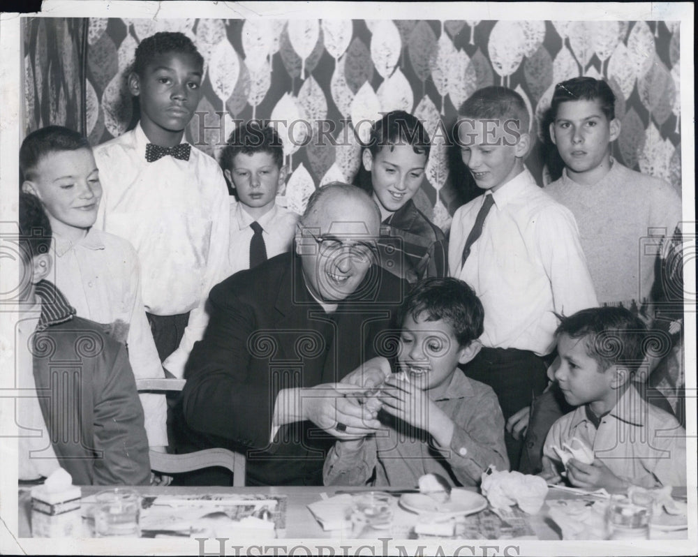 1959 Archbishop Meyer brings Joy to the youth - Historic Images