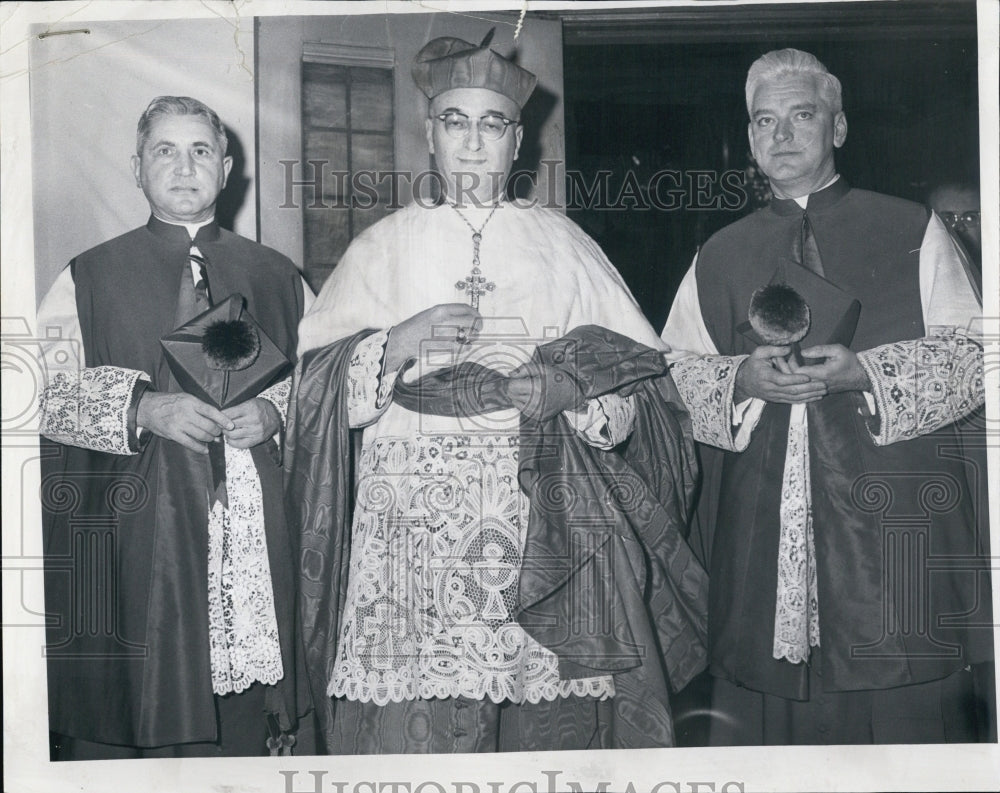 1960 Albert Cardinal Mayer Confers powers on 2 new Bishops, - Historic Images