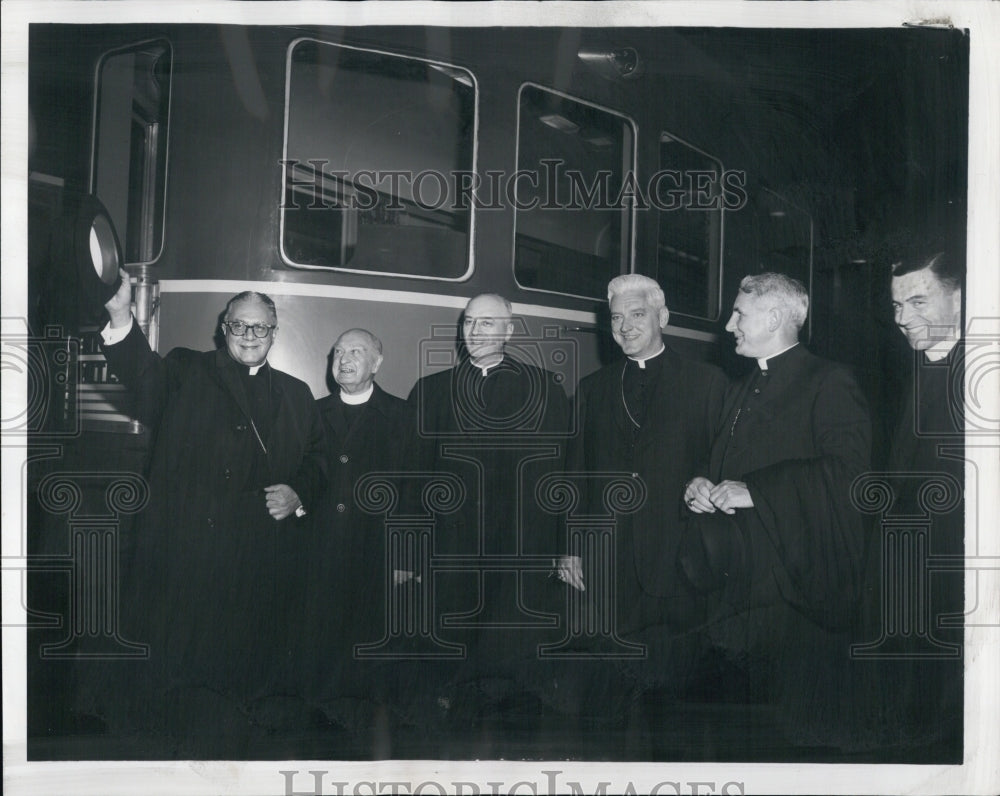 1967 Albert Cardinal Meyer and his party prepare to board the train - Historic Images