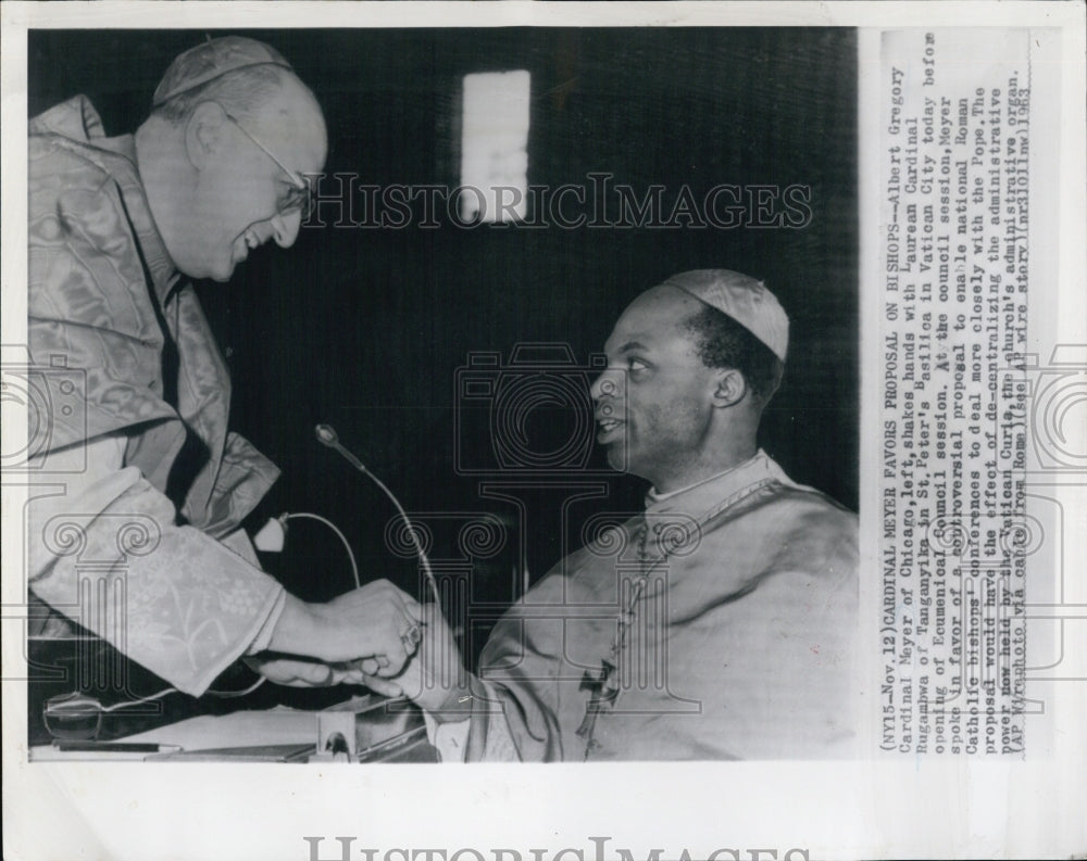 1963 Cardinal Albert Gregory Meyer &amp; Laurean Cardinal Rugambwa - Historic Images