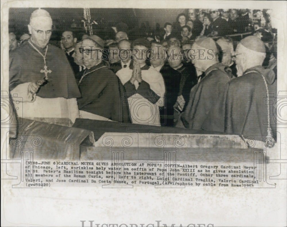 1963 Cardinal Albert Gregory Meyer Pope John XXIII Funeral Coffin - Historic Images