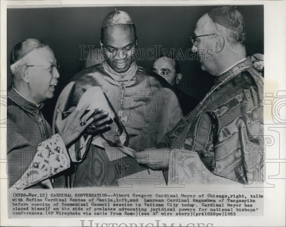 1963 Cardinal Albert Gregory Meyer & Rufino Santos Laurean Rugambwa - Historic Images