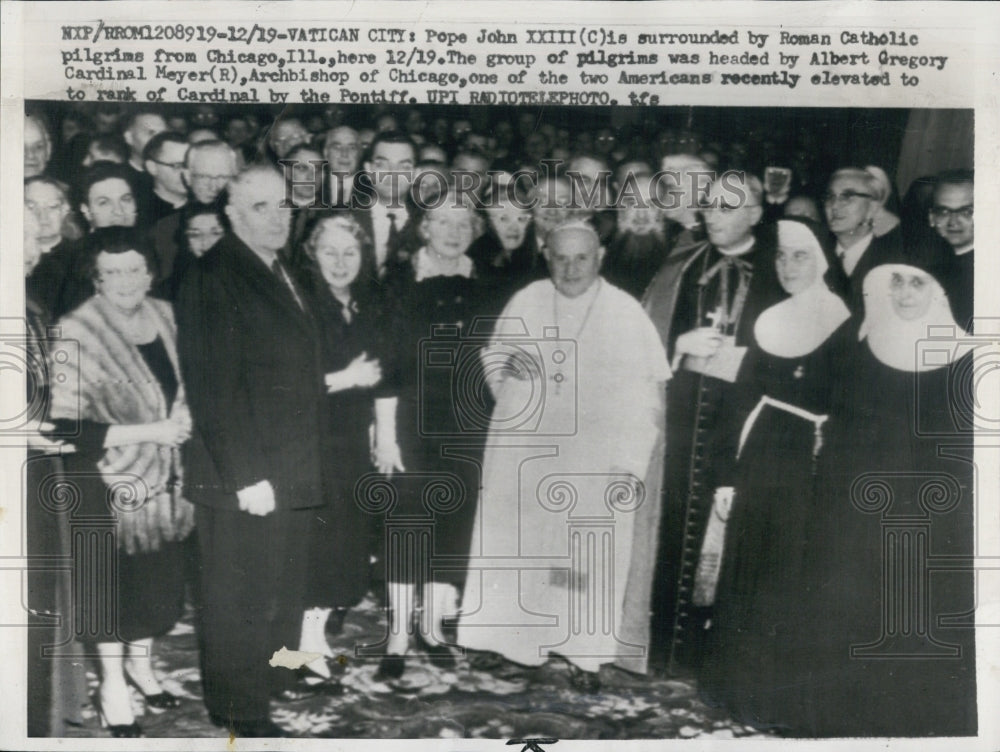 1959 Press Photo Pope John XXIII & Roman Catholic Pilgrims Vatican City Chicago - Historic Images