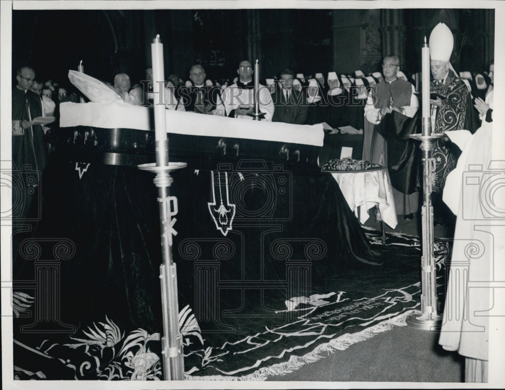 1965 Most Rev. Raymond P. Hillinger Auxiliary Bishop prayes over - Historic Images