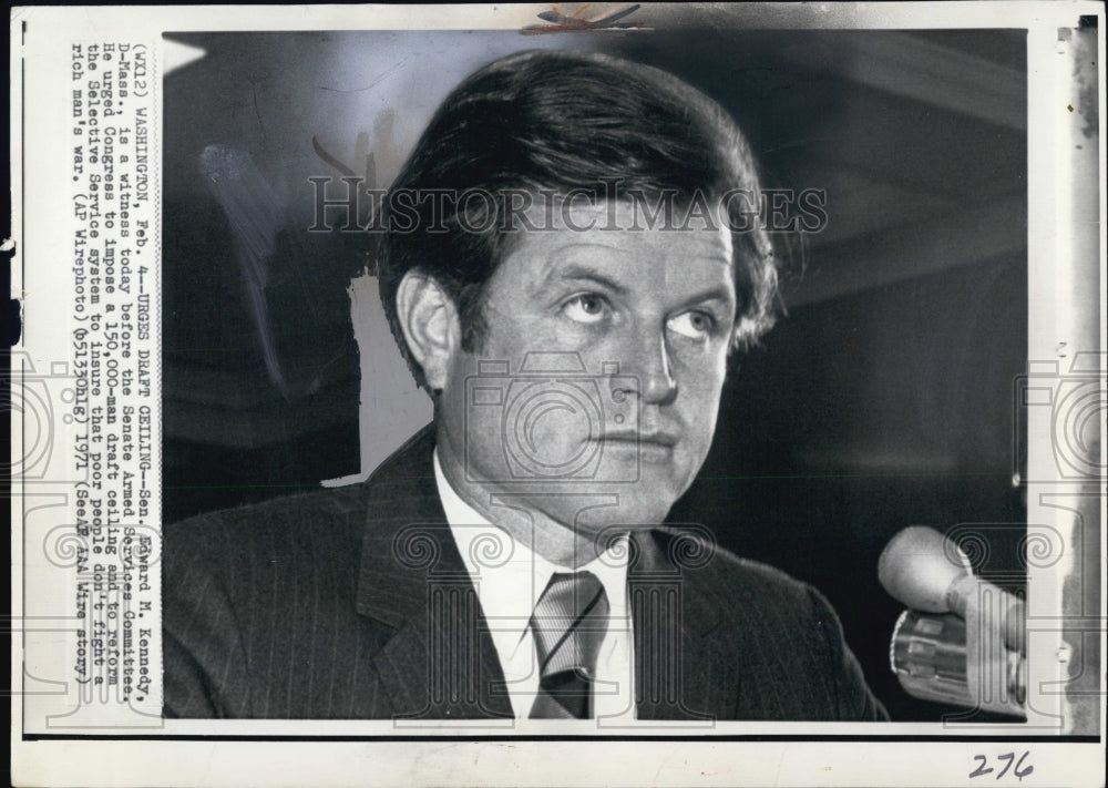 1971 Sen. Edward M. Kennedy before Senate Armed Services Committee - Historic Images