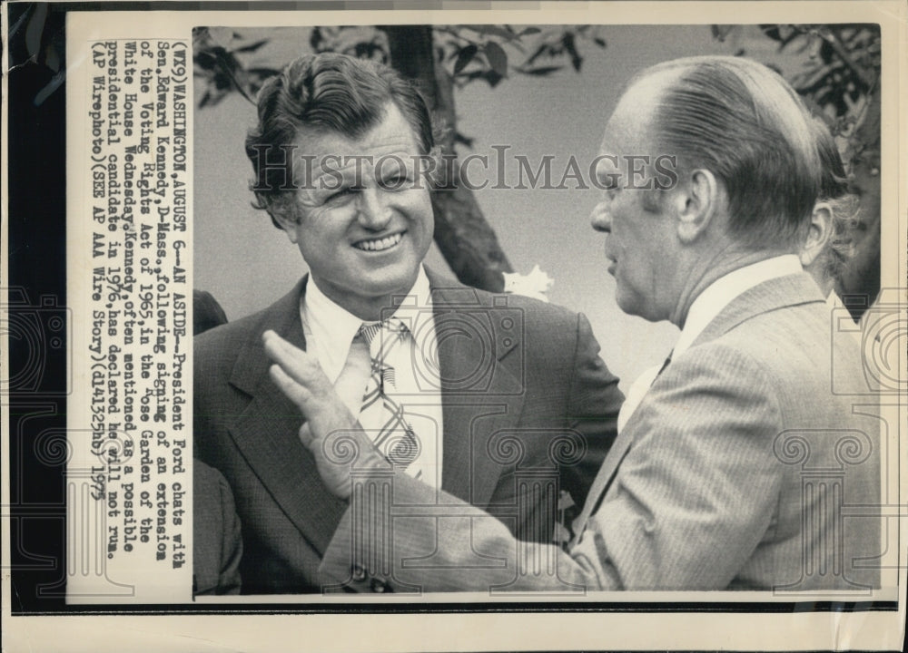 1975 President Ford talks with Sen Edward Kennedy - Historic Images