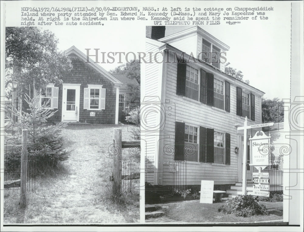 1969 Press Photo Cottage where Sen. Edward Kennedy attended party &amp; Shireton Inn - Historic Images