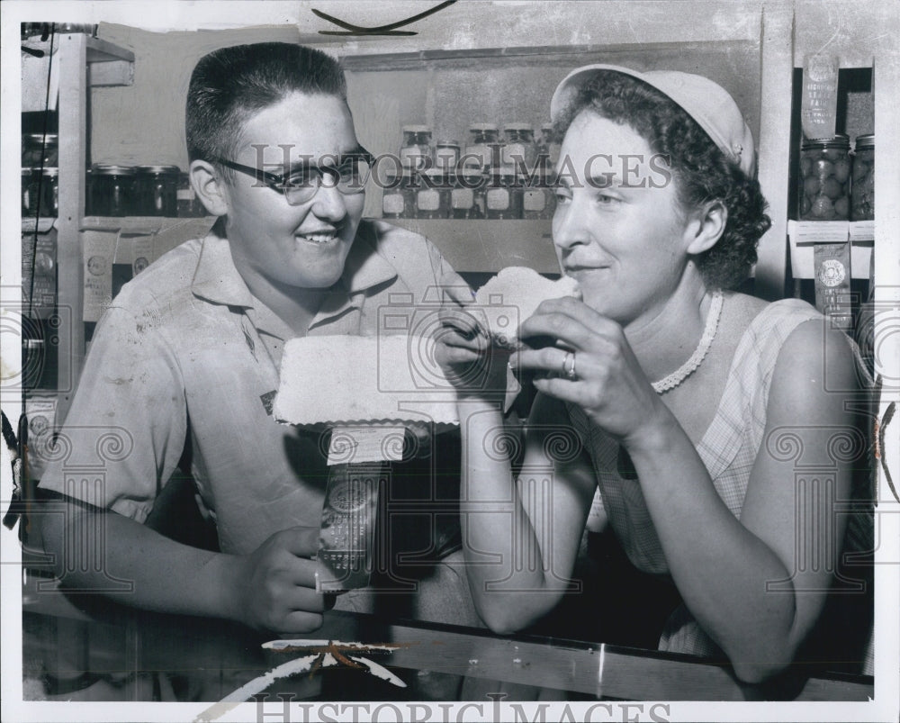 1956 Kenneth Baldwin with mother Mrs Oliver Baldwin - Historic Images