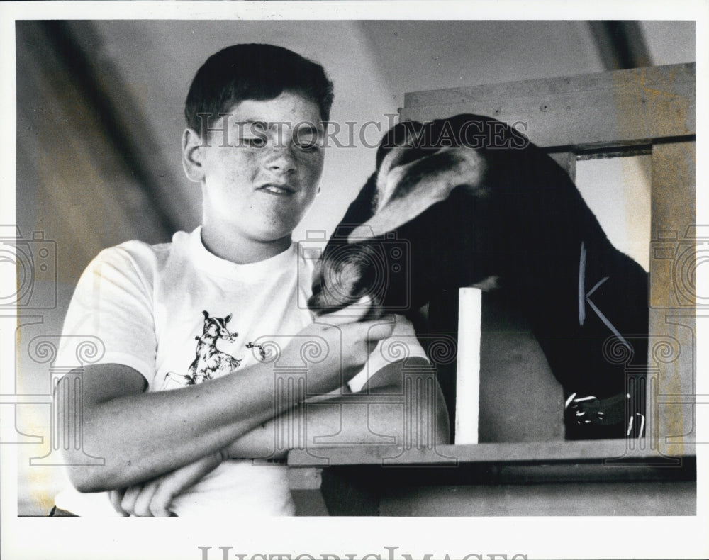 1986 Press Photo martin McRae and his goat. Michigan State Fair. - Historic Images