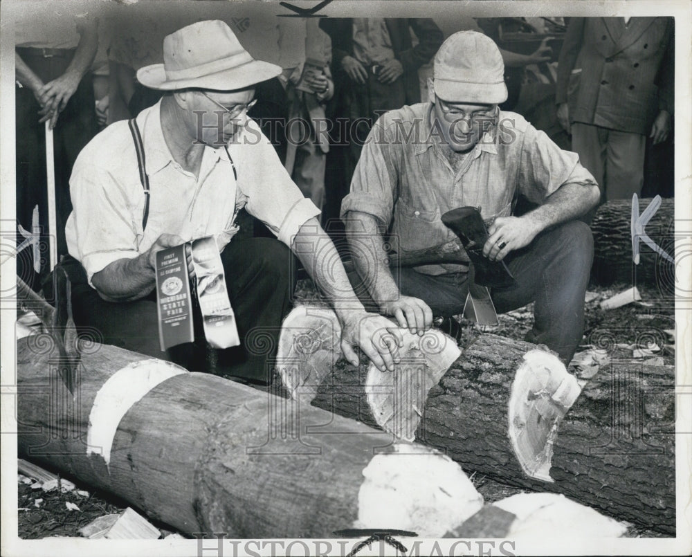 1950 Axe Chipping Contest  Michigan State Fair - Historic Images