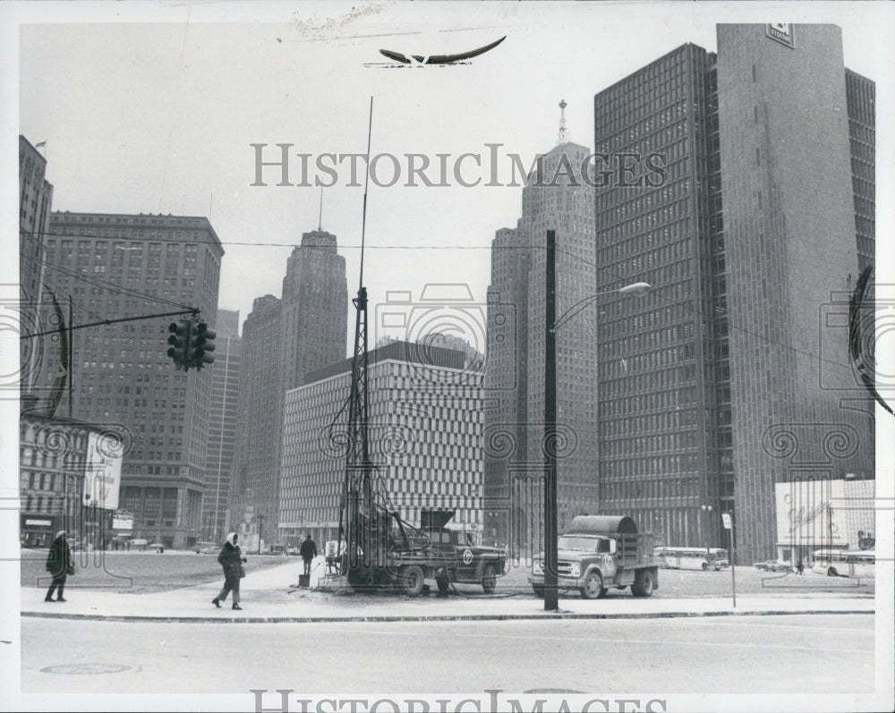 1937 Kern Block buidling site Detroit office drilling for soil sampl - Historic Images
