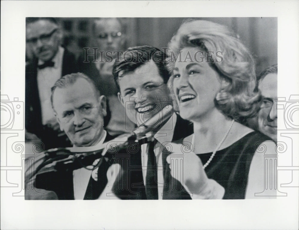 1962 Ted Kennedy campaigning with wife Joan - Historic Images