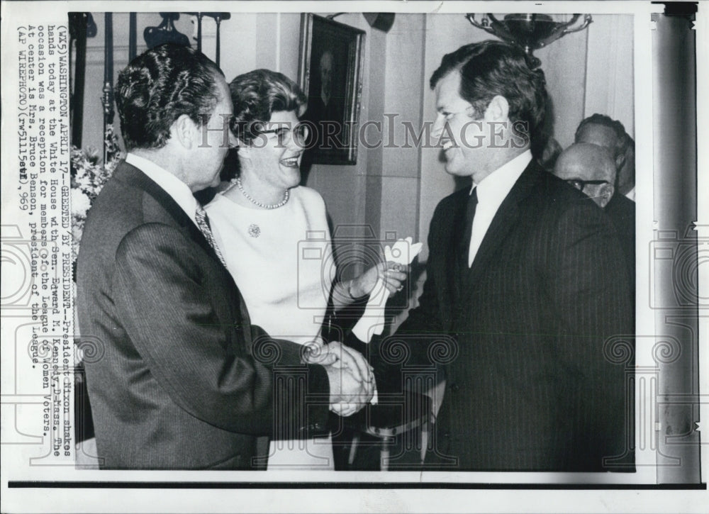 1969 President 
Richard Nixon/Edward M. Kennedy/Mrs. Bruce Benson - Historic Images