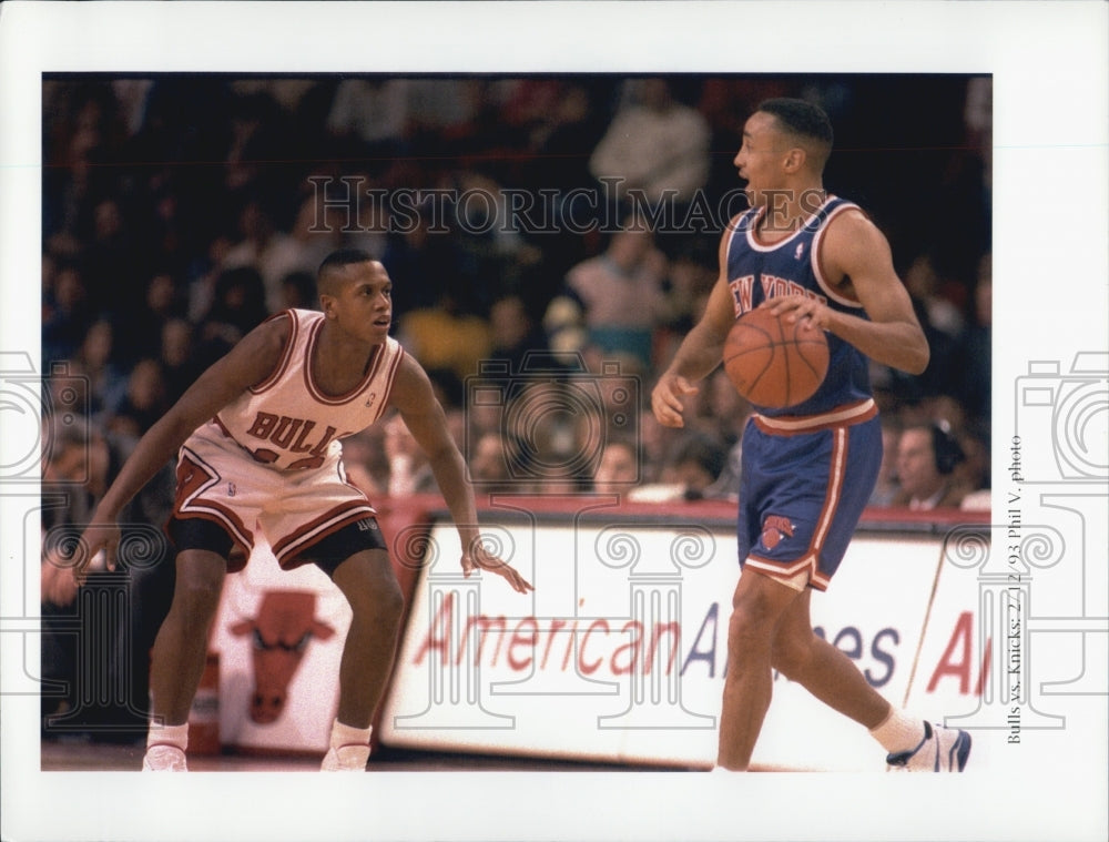 1993 Press Photo Bulls vs Knicks, Armstrong and Starks - Historic Images