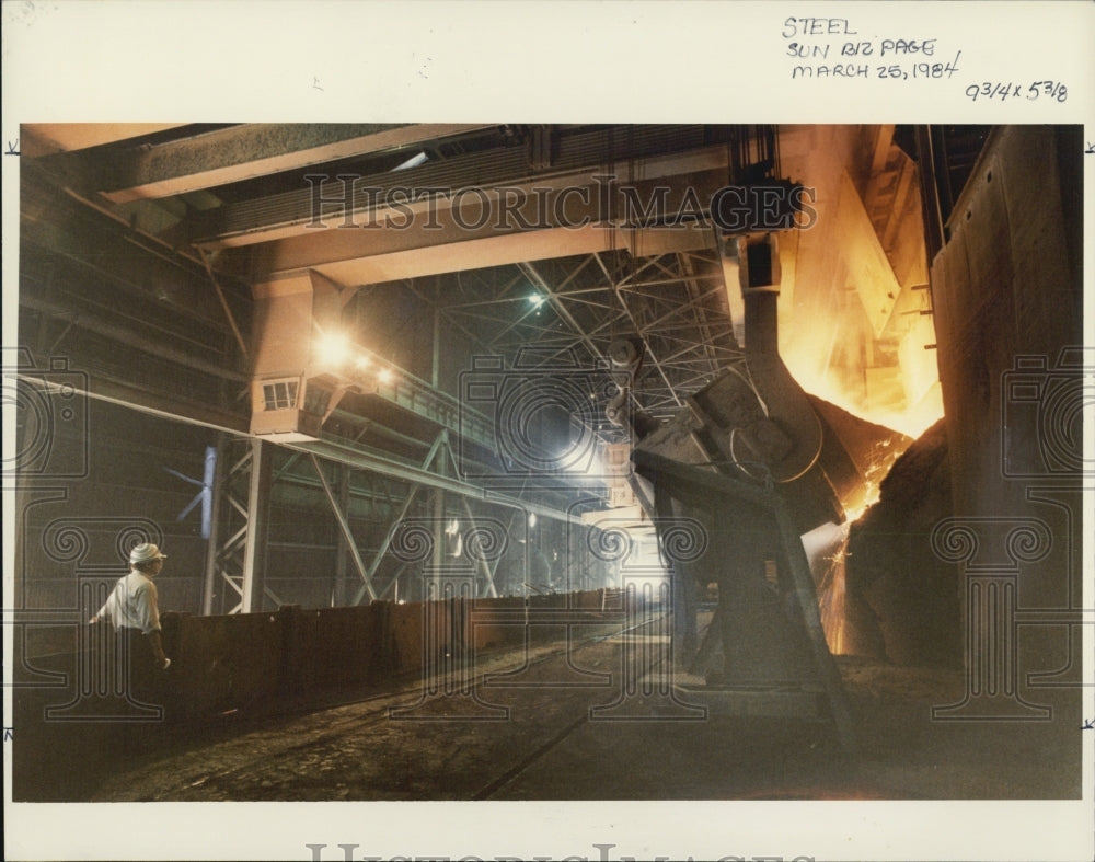 1984 Press Photo Steel Manufacturing Factory In Great Lakes Area Michigan - Historic Images