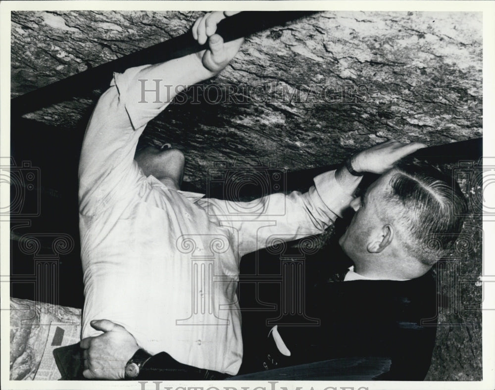 1984 Press Photo Blarney Stone Carboniferous limestone Geologist study - Historic Images