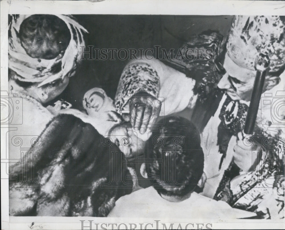 1958 Press Photo Crown Prince Albert christening ceremony Monaco Archbishop - Historic Images