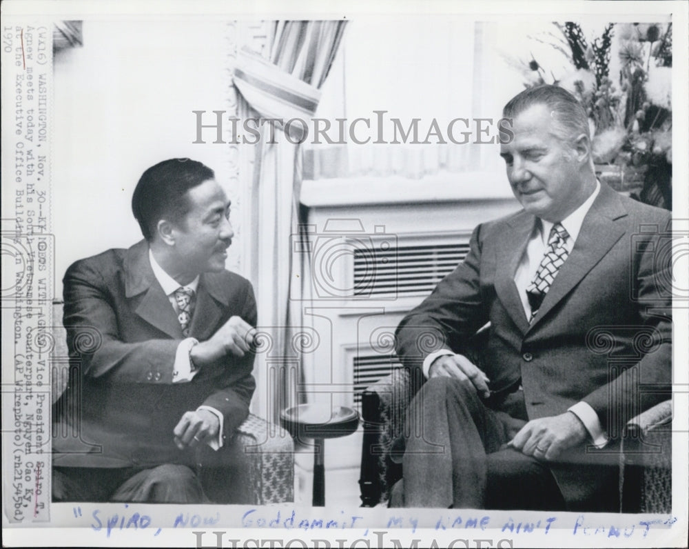 1970 Vice President Spiro T. Agnew South Vietnam Nguyen Cao Ky - Historic Images