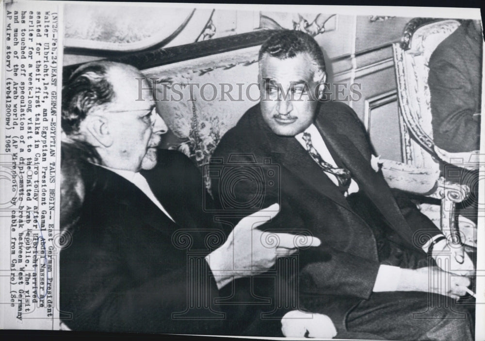 1965 East German Pres Walter Ulbrich Egyptia Pres Gamal Abdel Nasser - Historic Images