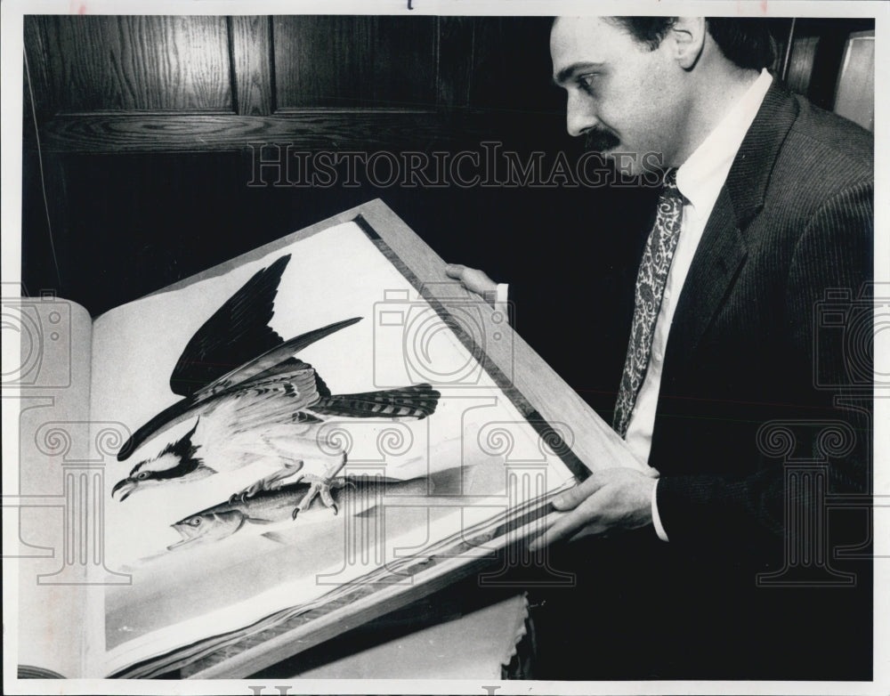 1989 Press Photo John James Audobon American Flamingo The Birds Of America Book - Historic Images