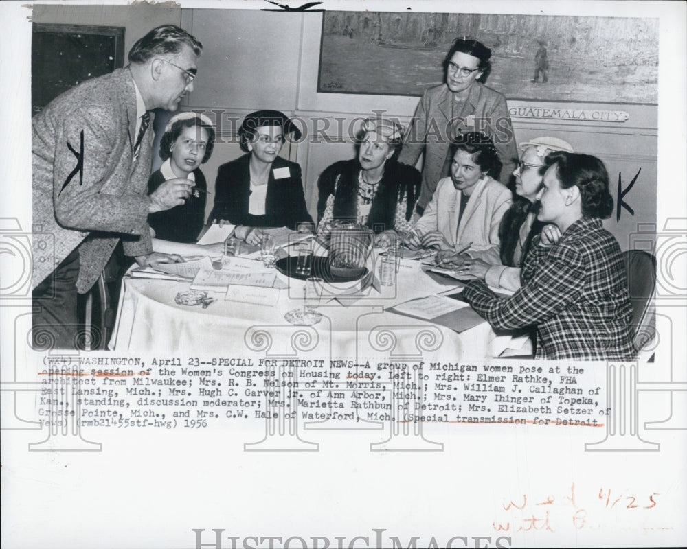 1956 Women pose at session of Women&#39;s Congress on Housing - Historic Images