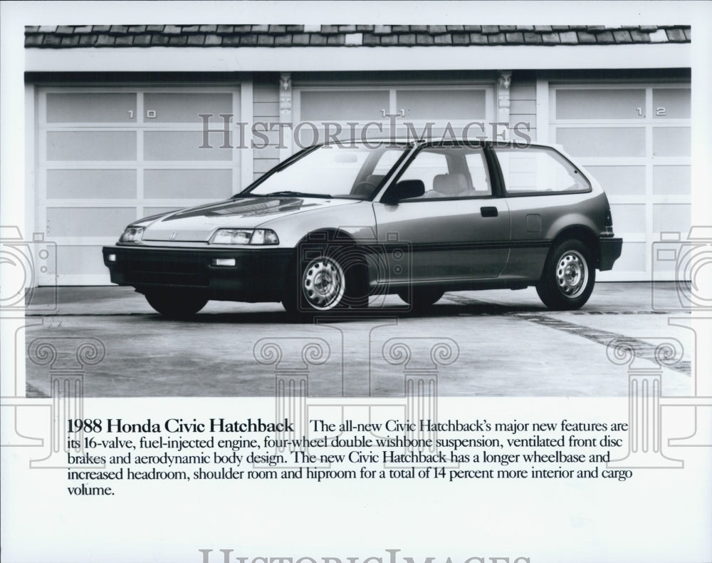 1988 Press Photo Honda Civic Hatchback - Historic Images