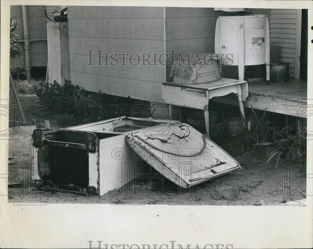 1967 Old Refrigerator in yard - Historic Images