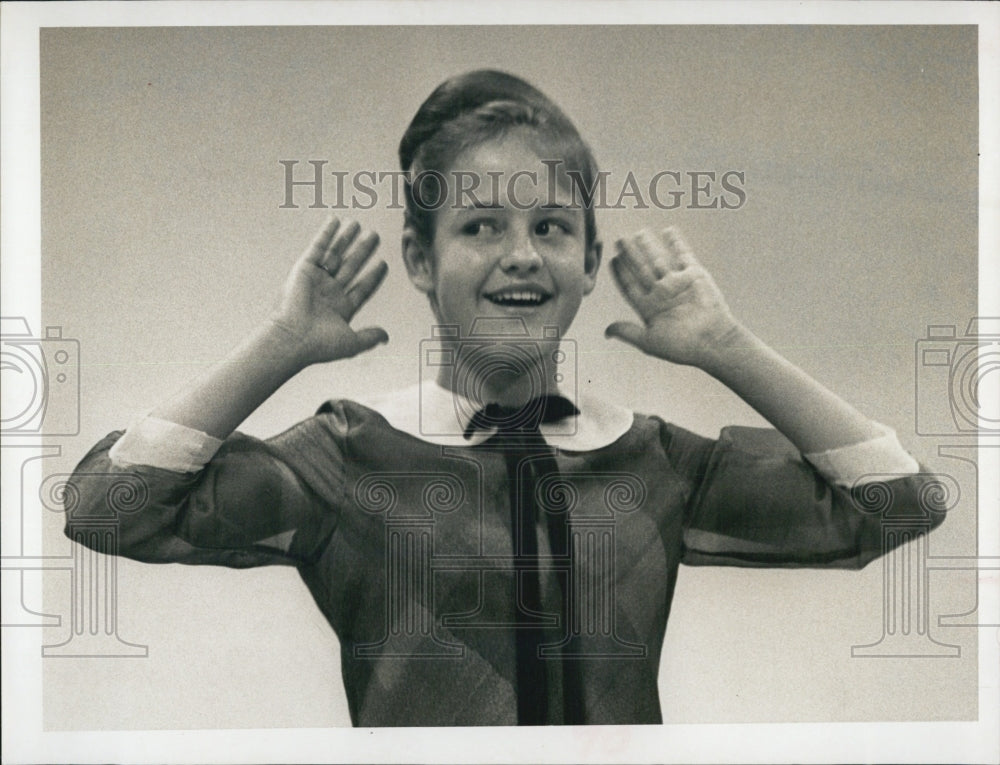 1965 CeCe Bender, daughter of Mrs.Marian Bender sang and modeled. - Historic Images