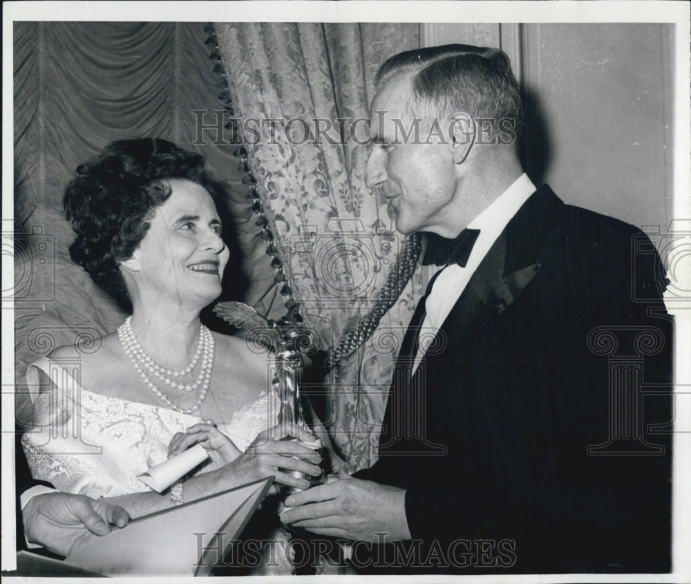 1967 John D Rockefeller 3rd accept Lasker Award from Mrs Mary Lasker ...