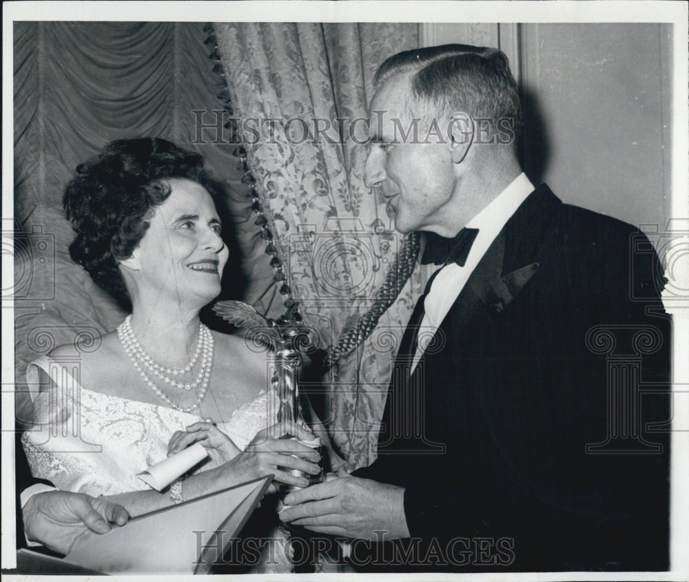 1967 John D Rockefeller 3rd accept Lasker Award from Mrs Mary Lasker - Historic Images
