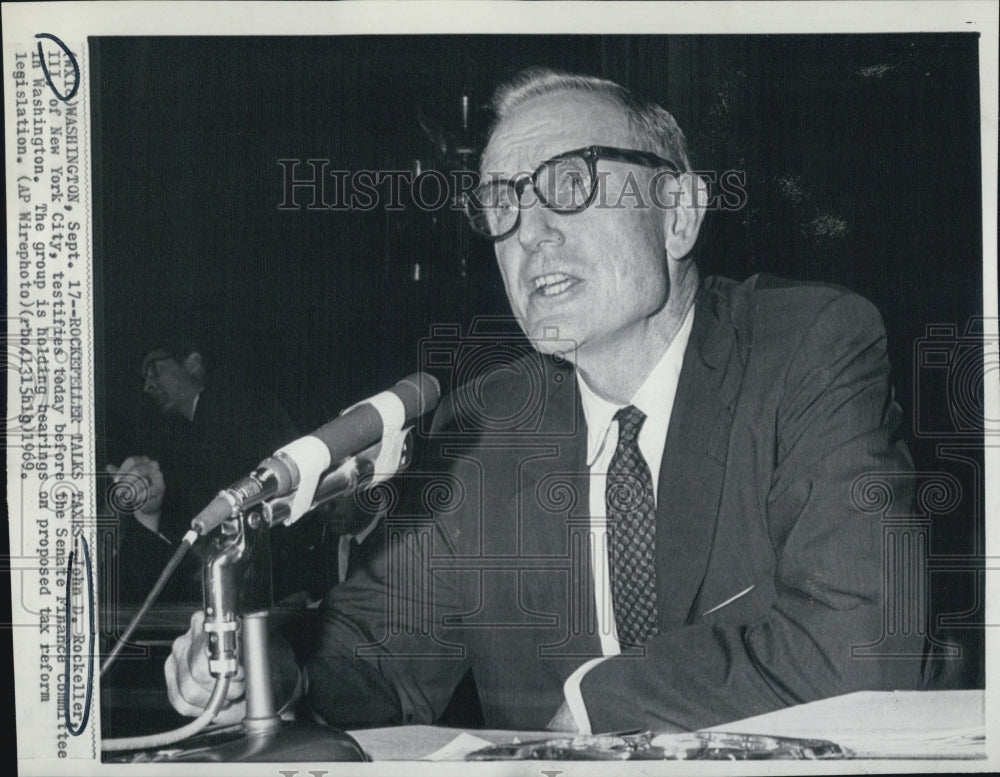 1969 John D. Rockefeller III New York City testify Senate Finance - Historic Images