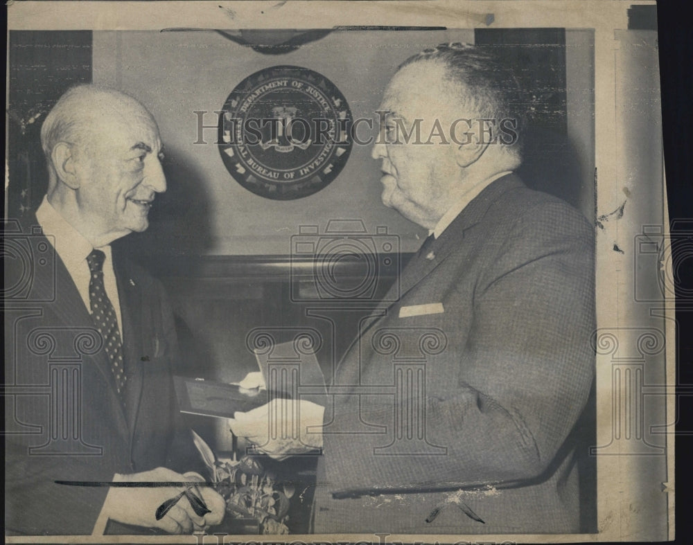 1966 J. Edgar Hoover made honorary of 100 Club of Massachusetts - Historic Images