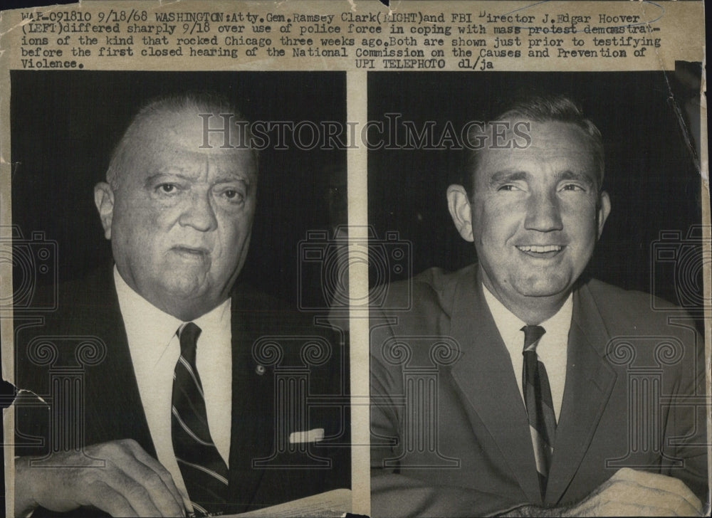 1968 Atty. Gen. Ramsey Clarke and FBI Director J. Edgar Hoover - Historic Images