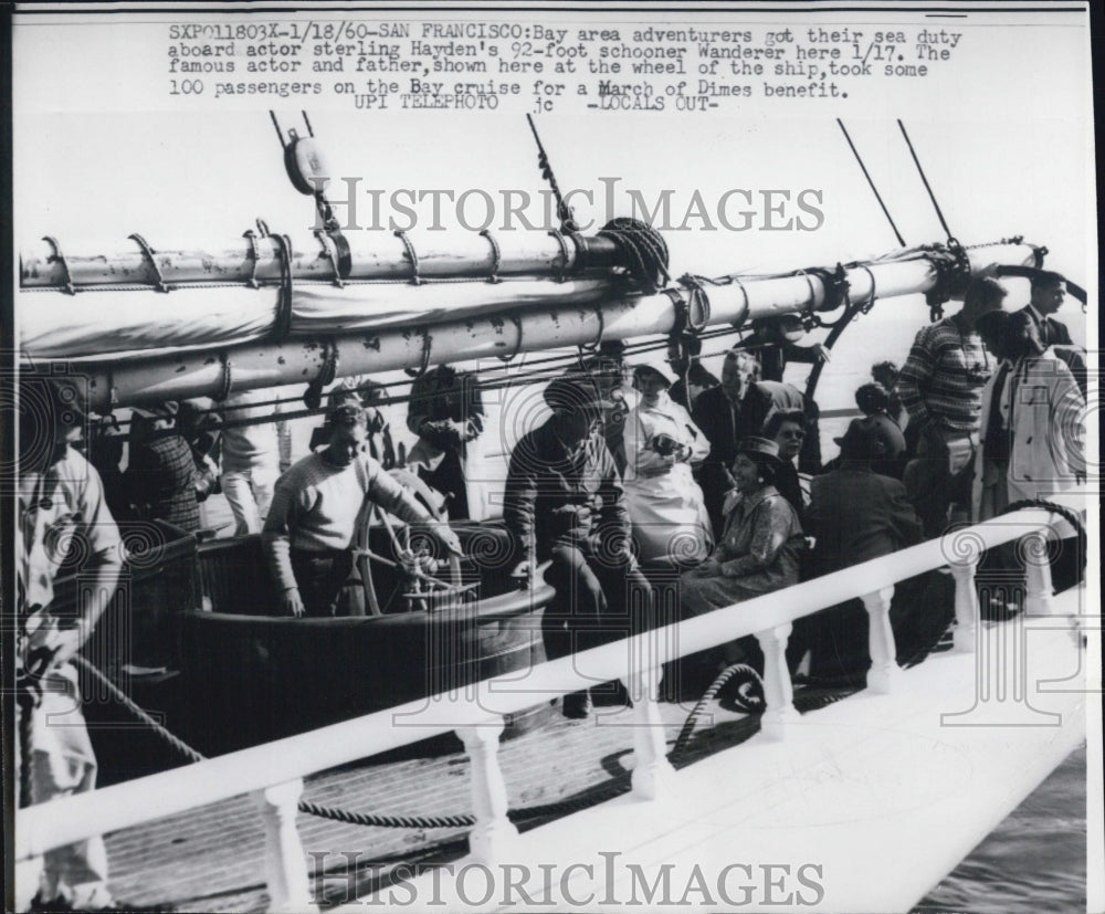 1960 Bay Area Adventurers On Schooner Of Actor Sterling Hayden - Historic Images