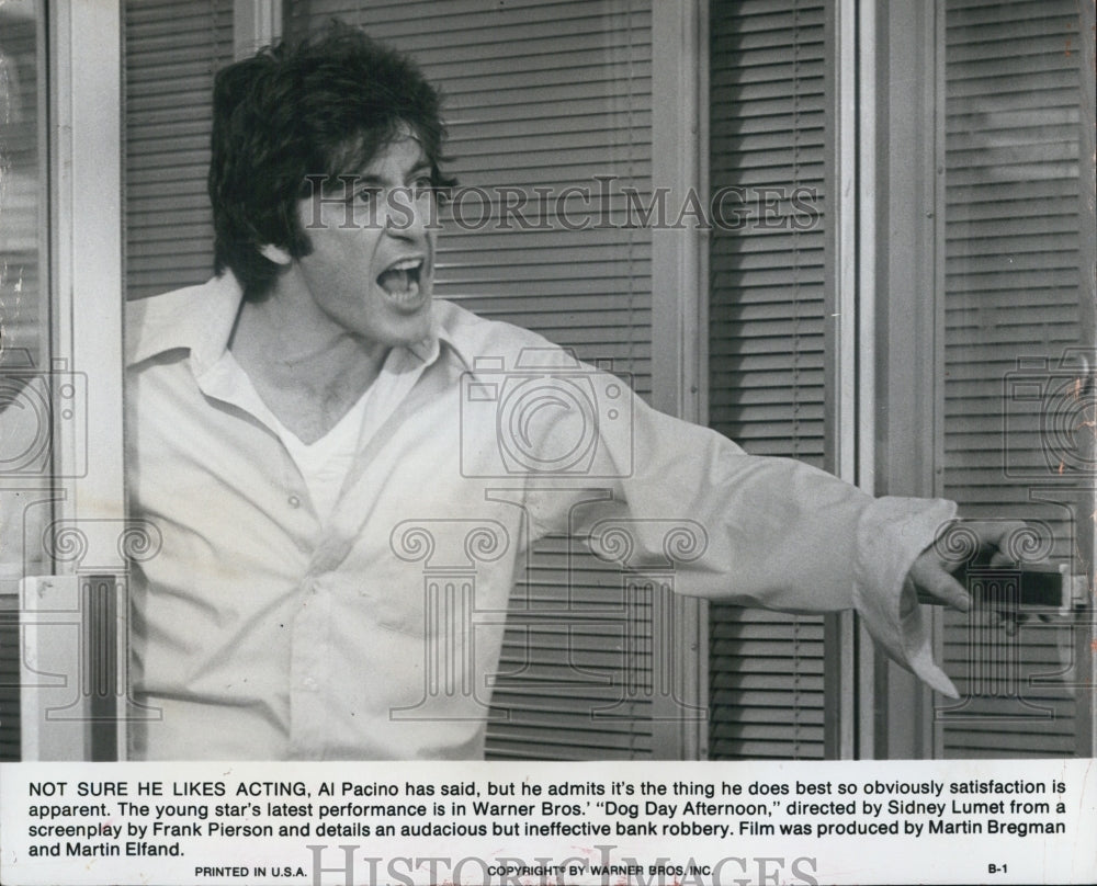 1983 Press Photo Dog Day Afternoon Film Actor Al Pacino Yelling Scene - Historic Images